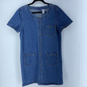 Vtg Erika & Co‎ Womens M Denim Shirt Dress 90’s Y2K Jean Boho Preppy Cottagecore